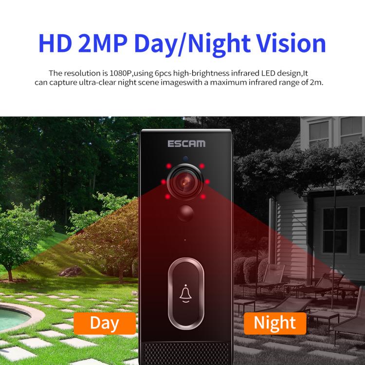 ESCAM V5 TUYA 1080P Intelligent Two - Way Voice Night Vision Wireless Doorbell - Trustpick