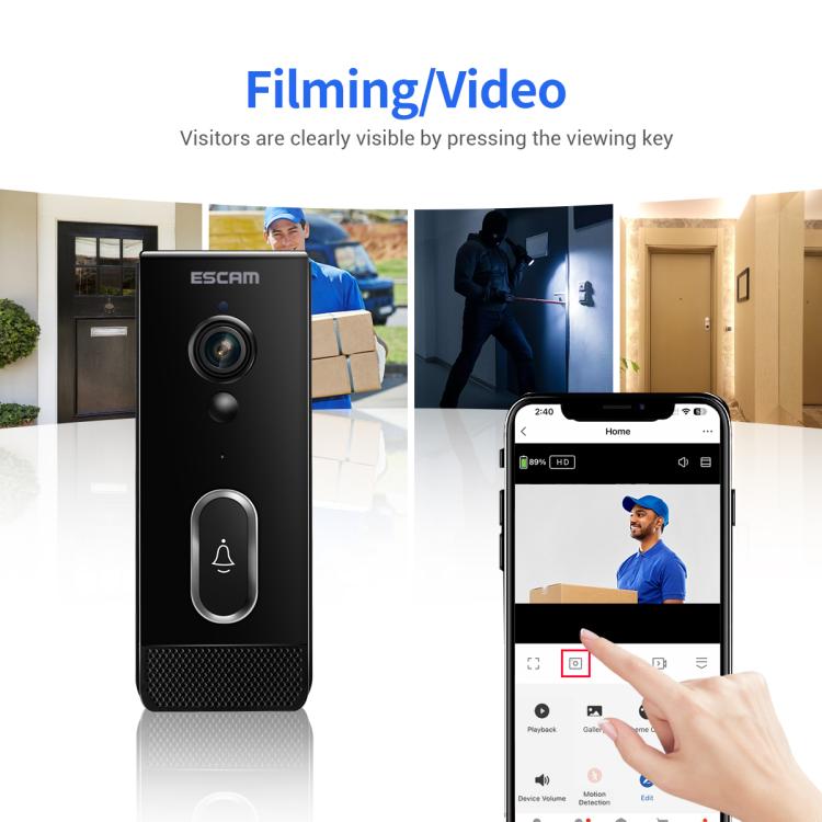 ESCAM V5 TUYA 1080P Intelligent Two - Way Voice Night Vision Wireless Doorbell - Trustpick