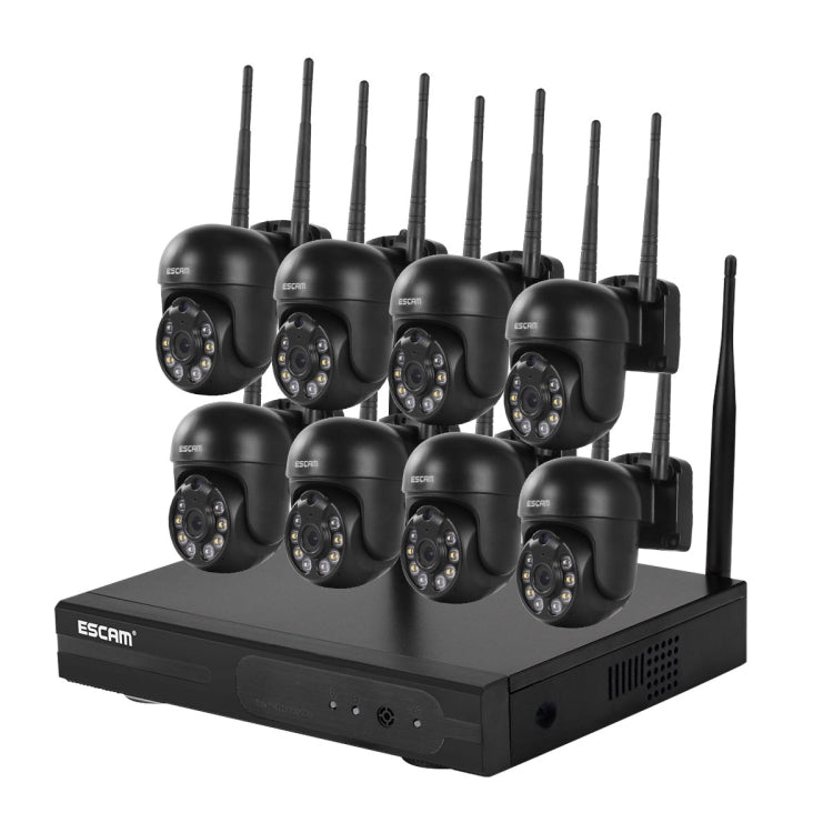 ESCAM WNK618 3.0 Million Pixels 8 - channel Wireless Dome Camera HD NVR Security System, Support Motion Detection & Two - way Audio & Full - color Night Vision & TF Card, EU Plug - Trustpick