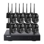 ESCAM WNK618 3.0 Million Pixels 8 - channel Wireless Dome Camera HD NVR Security System, Support Motion Detection & Two - way Audio & Full - color Night Vision & TF Card, EU Plug - Trustpick