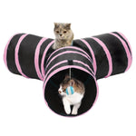 Foldable 3 Exits Exercising Cat Tunnel with A Hanging Ball - Trustpick