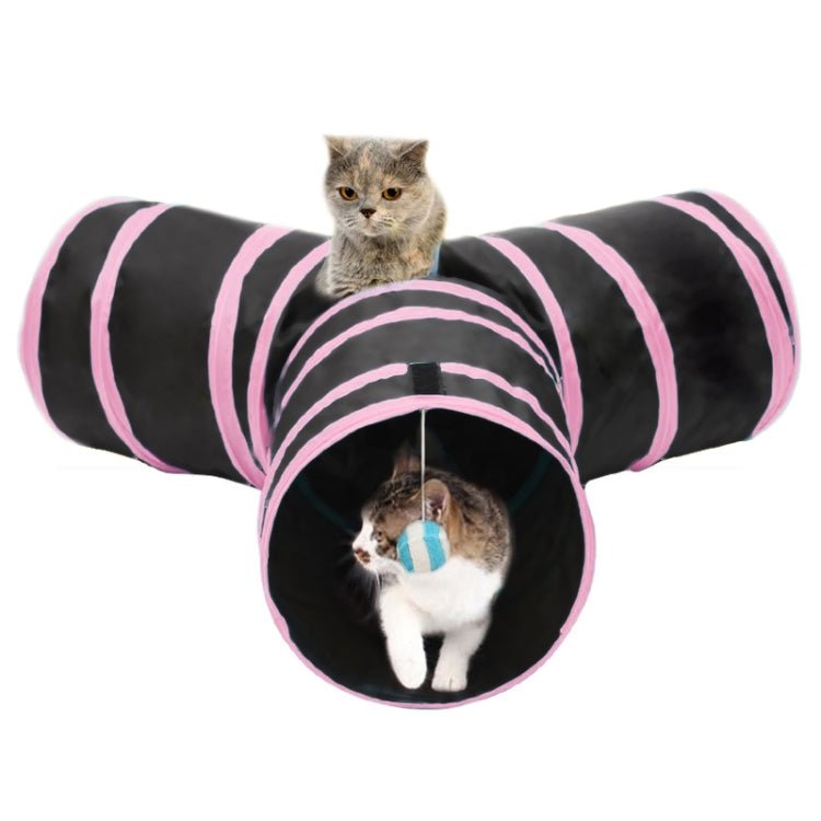 Foldable 3 Exits Exercising Cat Tunnel with A Hanging Ball - Trustpick