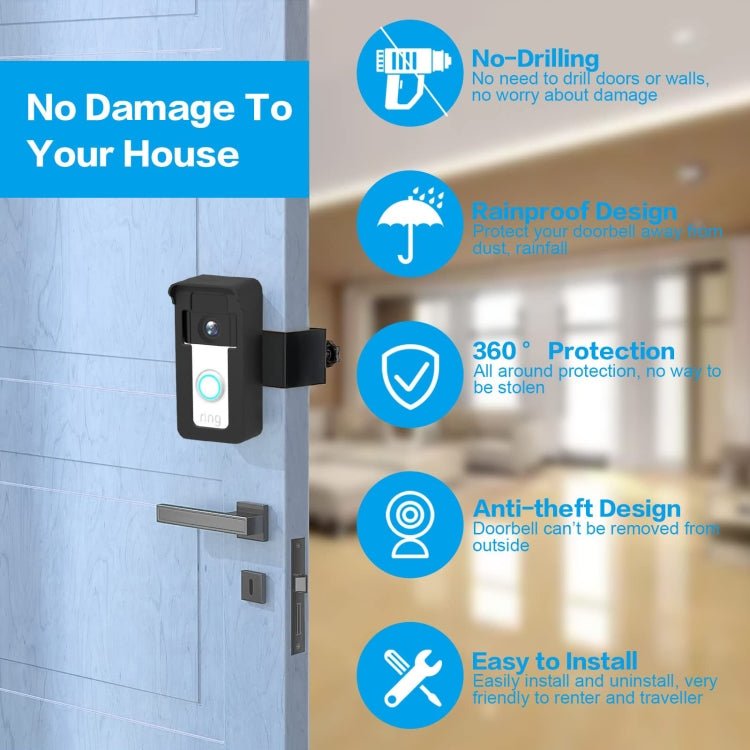 For Blink / Google Ring Doorbell Device Universal Door Overhead Bracket Anti - theft Adjustable - Trustpick