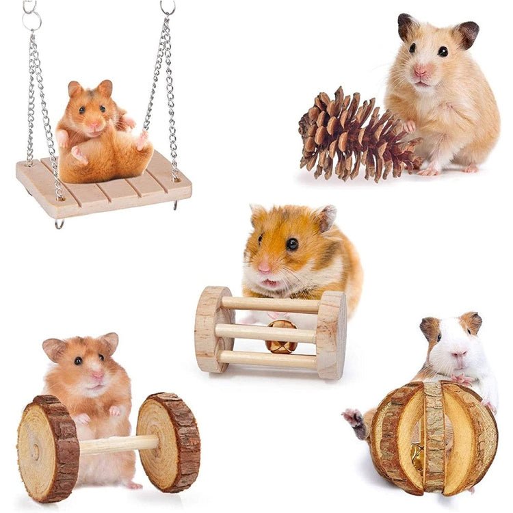 Hamster Toy Pet Rabbit Guinea Pig Parrot Play Grinding Wood Toys - Trustpick