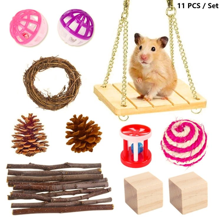 Hamster Toy Pet Rabbit Guinea Pig Parrot Play Grinding Wood Toys - Trustpick