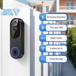 HD Night Vision Smart Video Doorbell Wireless Voice Intercom Surveillance Electronic Peephole - Trustpick