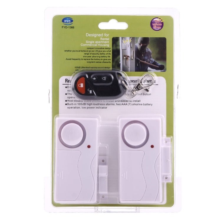 Home Security Wireless Remote Control Door Window Siren Magnetic Sensor Alarm Warning, 1 Remote Controller + 2 Magnetic Sensors - Trustpick