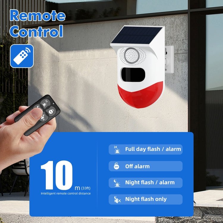 Infrared Motion Detector Solar Outdoor PIR Wireless Strobe Siren Detector Sound Alarm - Trustpick