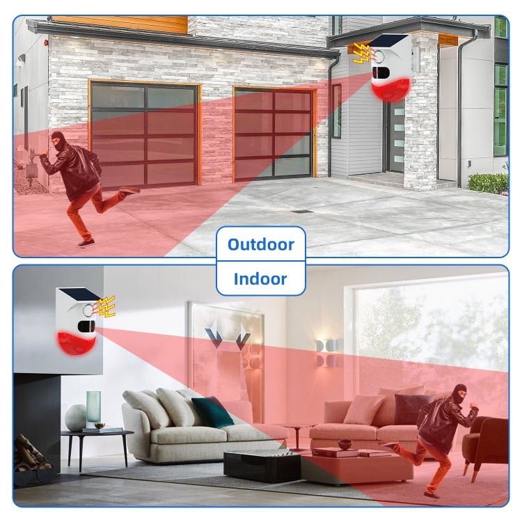 Infrared Motion Detector Solar Outdoor PIR Wireless Strobe Siren Detector Sound Alarm - Trustpick