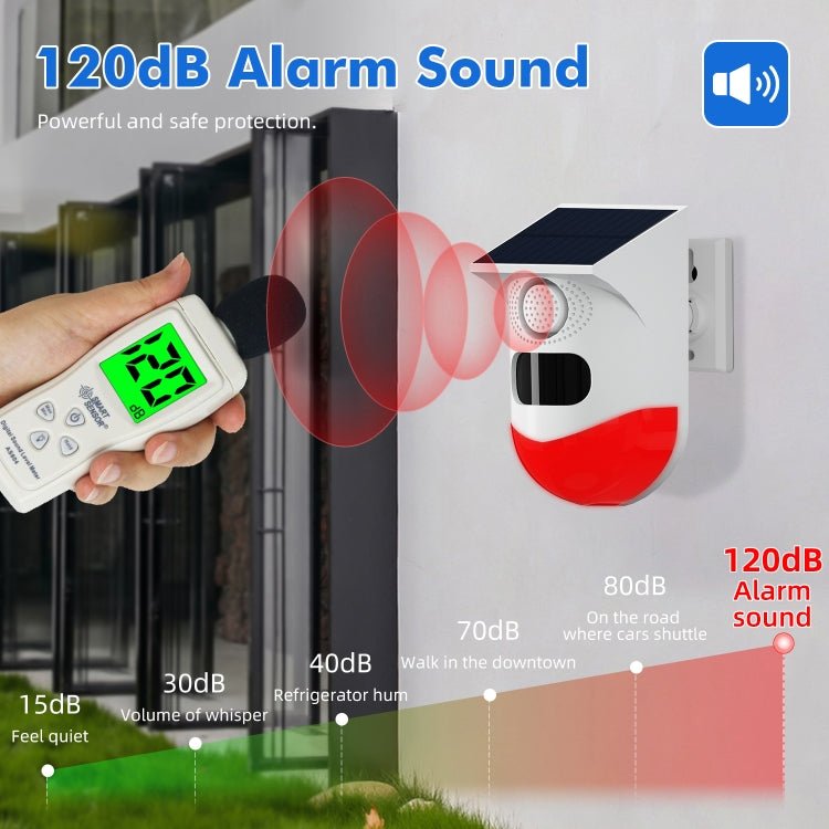Infrared Motion Detector Solar Outdoor PIR Wireless Strobe Siren Detector Sound Alarm - Trustpick
