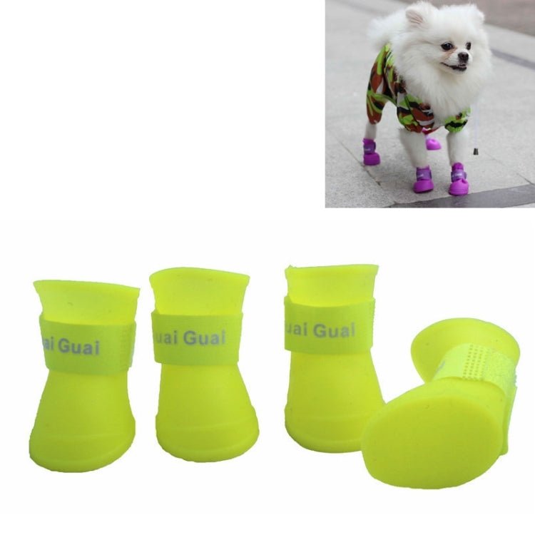 Lovely Pet Dog Shoes Puppy Candy Color Rubber Boots Waterproof Rain Shoes, S, Size: 4.3 x 3.3cm - Trustpick