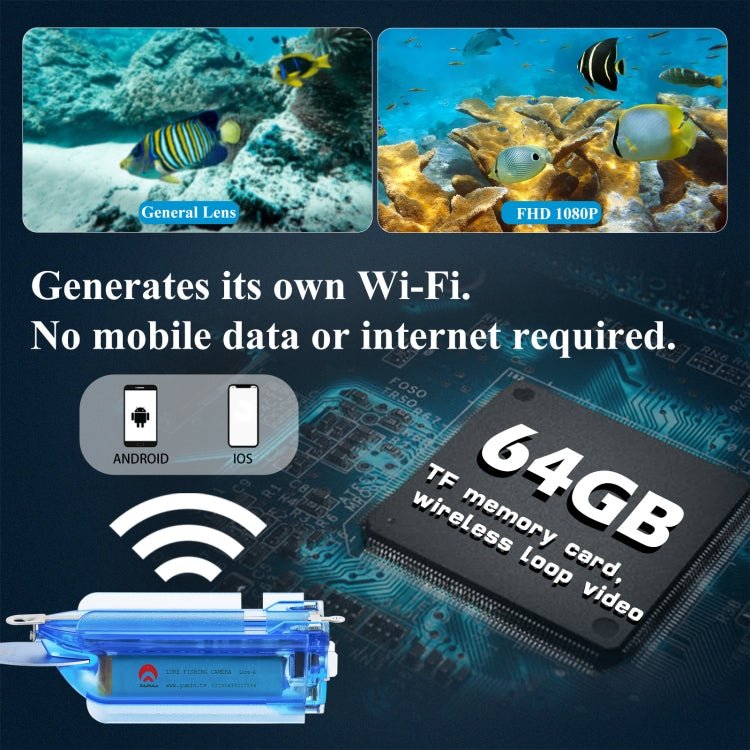 Lure 1080P Wireless Underwater Fishing Video Camera with Loop Recording / APP Remote Control - Trustpick
