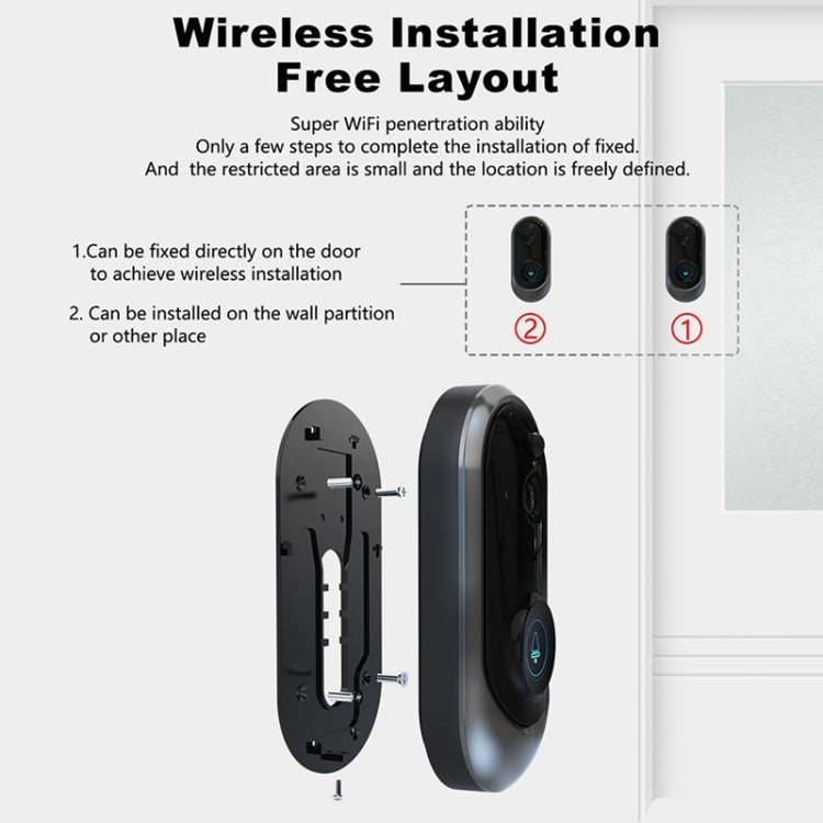 M108 720P 6400mAh Smart WIFI Video Visual Doorbell,Support Phone Remote Monitoring & Real - time Voice Intercom - Trustpick