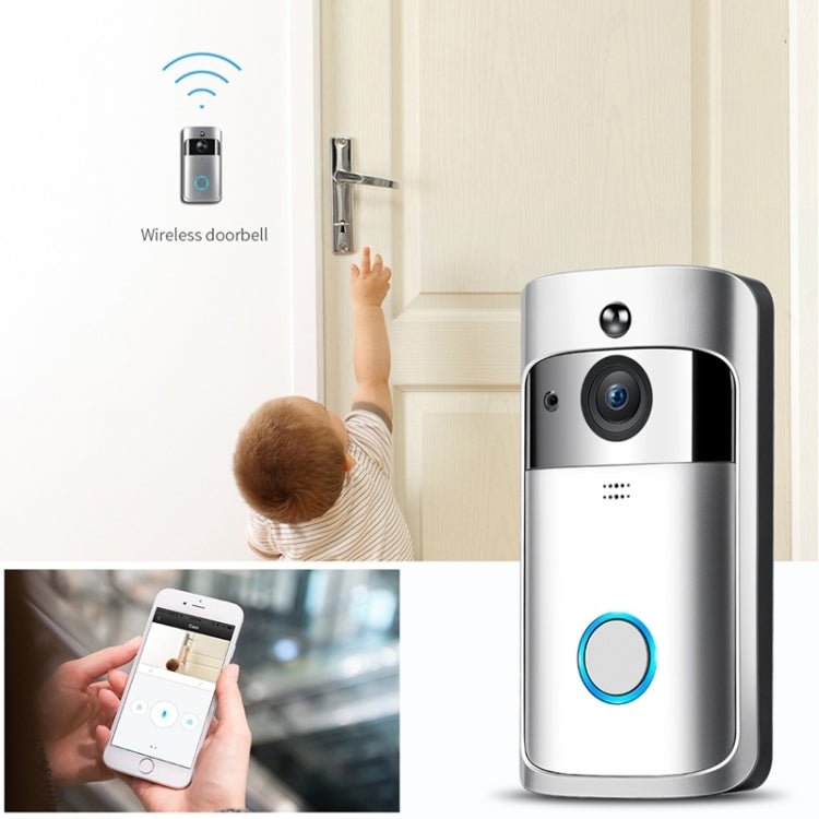 M4 720P Smart WIFI Ultra Low Power Video PIR Visual Doorbell with 3 Battery Slots,Support Mobile Phone Remote Monitoring & Night Vision & 166 Degree Wide - angle Camera Lens - Trustpick