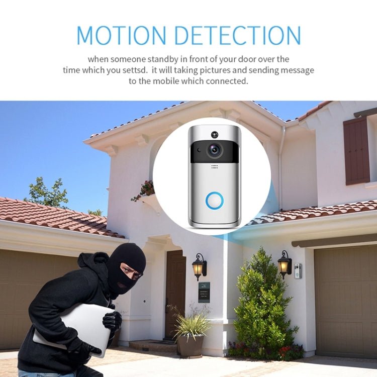 M4 720P Smart WIFI Ultra Low Power Video PIR Visual Doorbell with 3 Battery Slots,Support Mobile Phone Remote Monitoring & Night Vision & 166 Degree Wide - angle Camera Lens - Trustpick