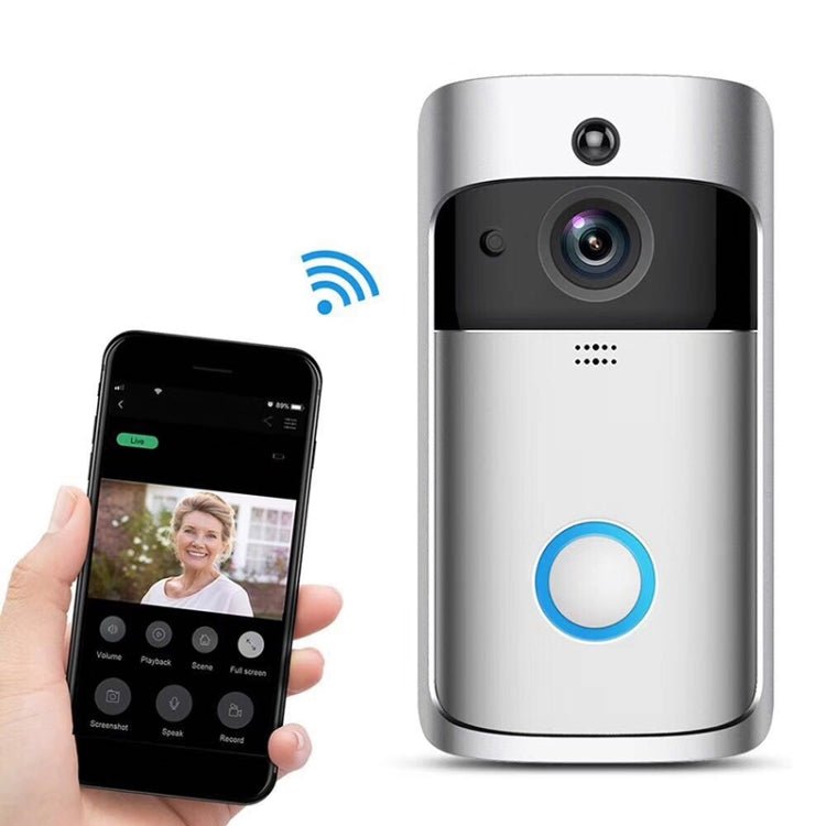 M4 720P Smart WIFI Ultra Low Power Video PIR Visual Doorbell with 3 Battery Slots,Support Mobile Phone Remote Monitoring & Night Vision & 166 Degree Wide - angle Camera Lens - Trustpick