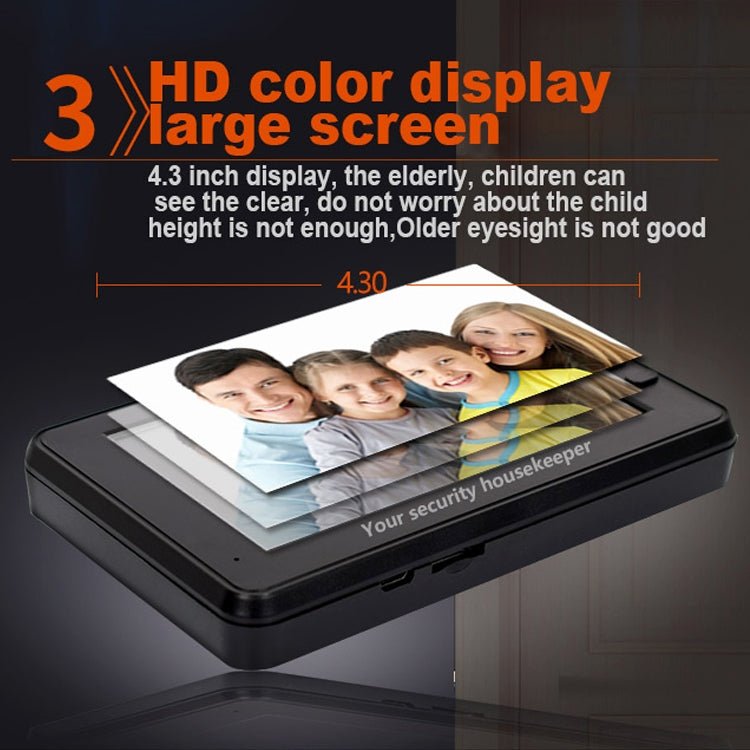 M4300A 4.3 inch Display Screen 3.0MP Camera Video Smart Doorbell, Support TF Card (32GB Max) & Motion Detection & Infrared Night Vision - Trustpick