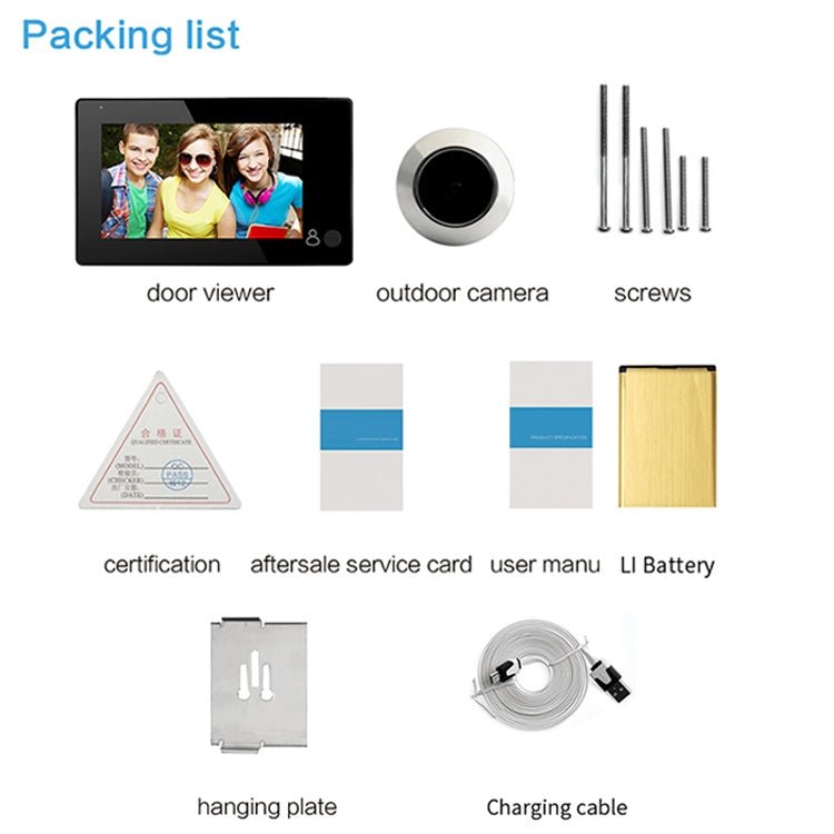 M4300B 4.3 inch TFT Color Display Screen 2.0MP Security Camera Video Smart Doorbell - Trustpick