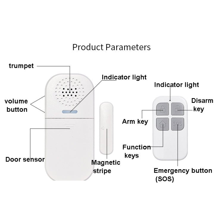 MC - 05 130dB Remote Door Magnetic Alarm With Light Reminder - Trustpick