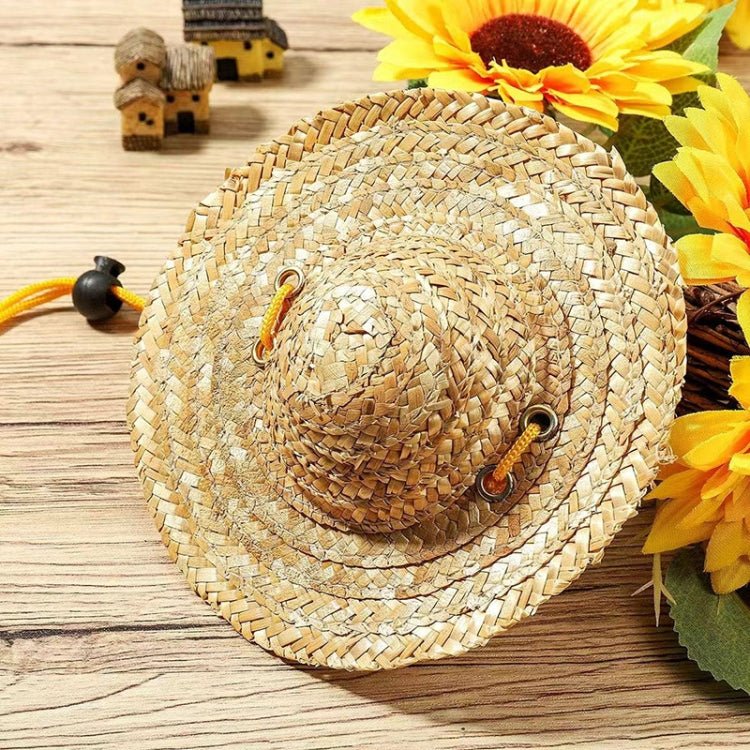 Mini Pet Straw Hat Cat Dog Birthday Party Sun Visor Hat - Trustpick