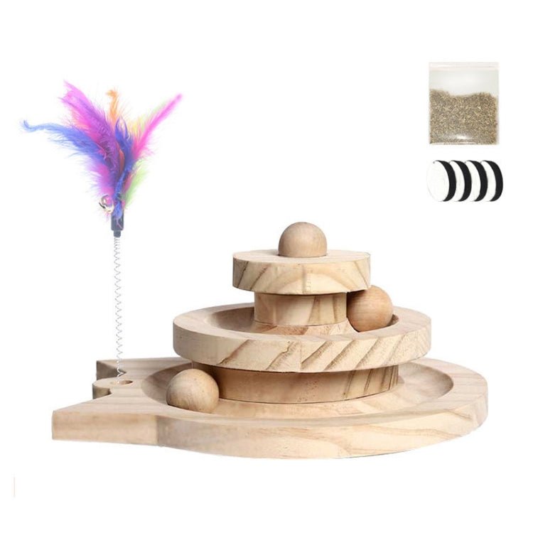 MZP01 Solid Wood Turntable Cat Toys Durable Funny Cat Stick Scratcher, Specification: - Trustpick