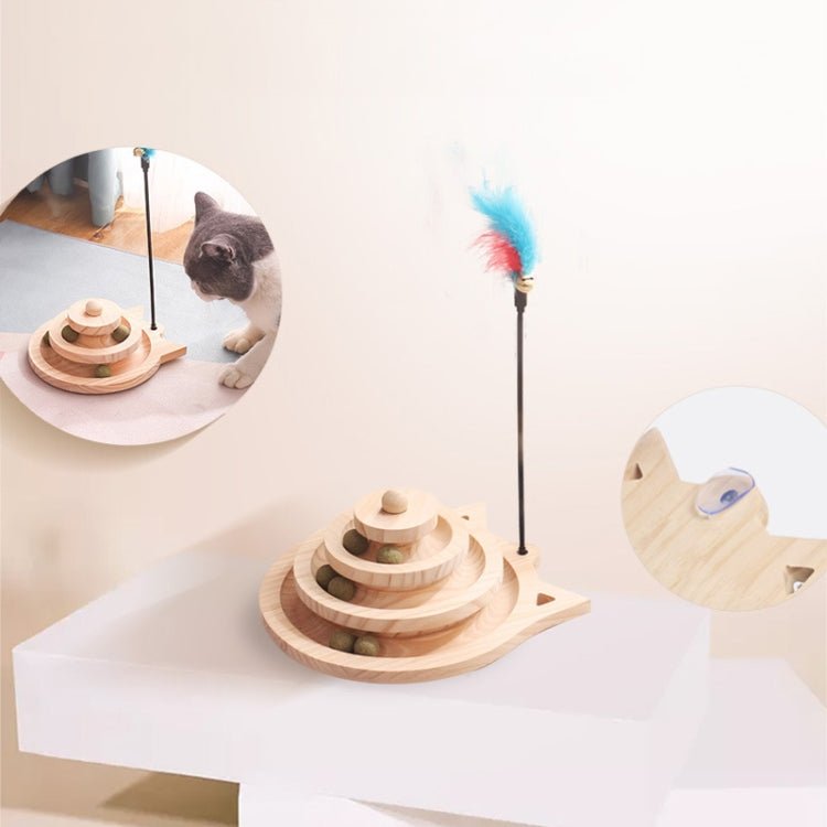 MZP01 Solid Wood Turntable Cat Toys Durable Funny Cat Stick Scratcher, Specification: - Trustpick