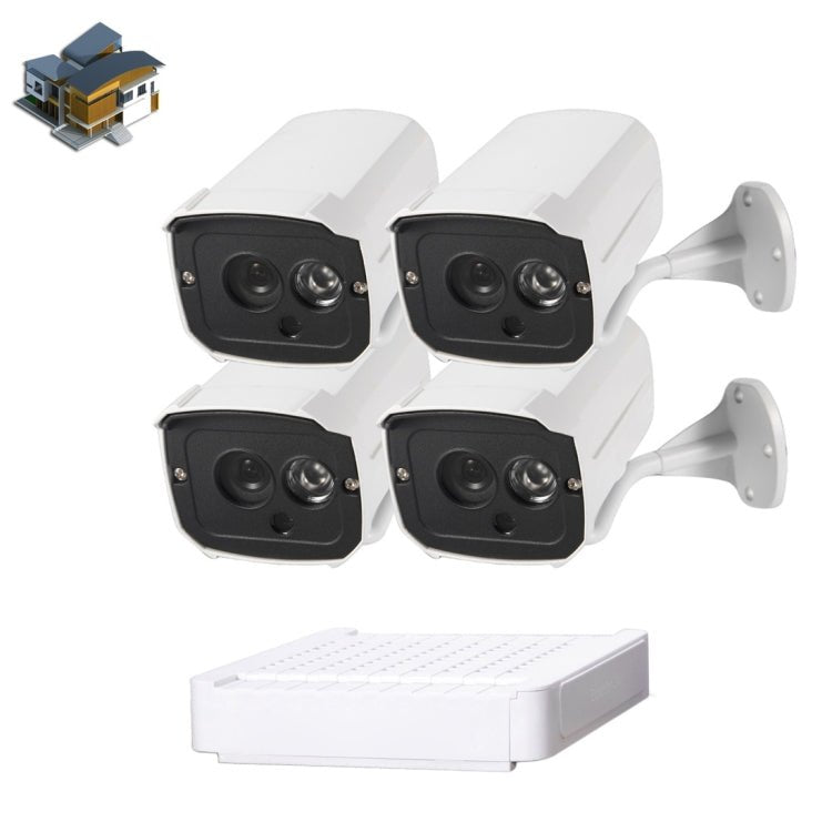 N4B7 - Mini/L 4 Ch 720P 1.0 Mega Pixel IP Camera NVR Kit, Support Night Vision / Motion Detection, IR Distance: 20m - Trustpick
