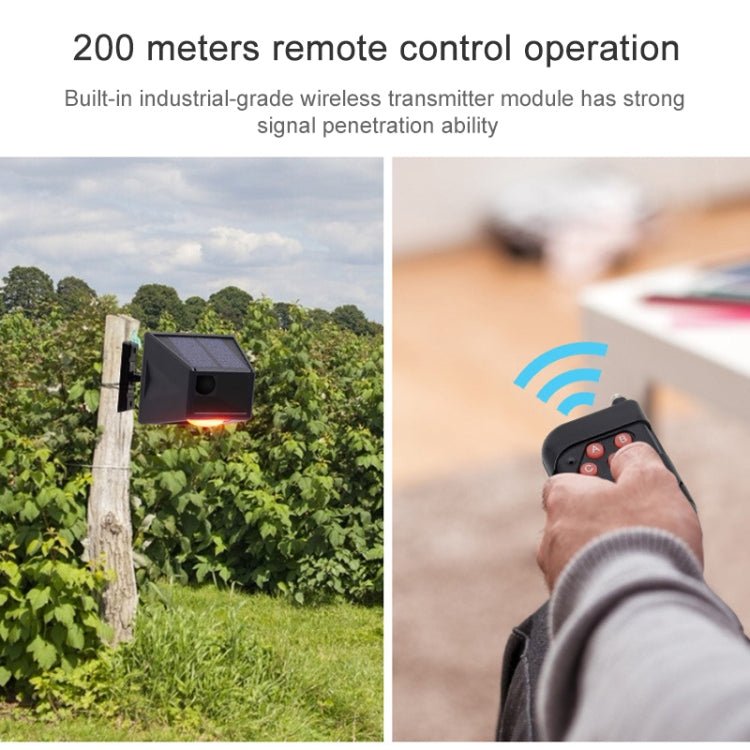 N911F 129dB Wireless Remote Control Solar Human Body Induction Sound Light Alarm - Trustpick