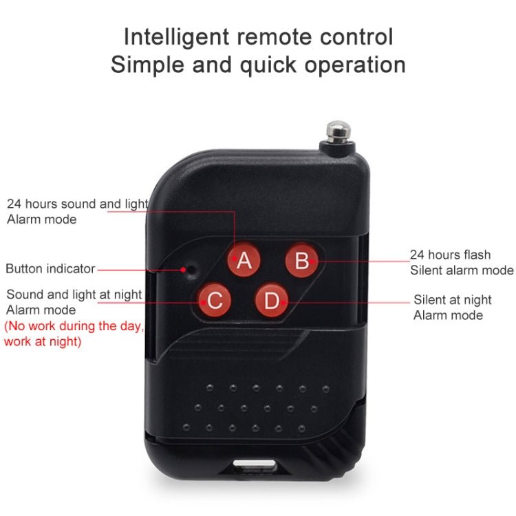 N911F 129dB Wireless Remote Control Solar Human Body Induction Sound Light Alarm - Trustpick