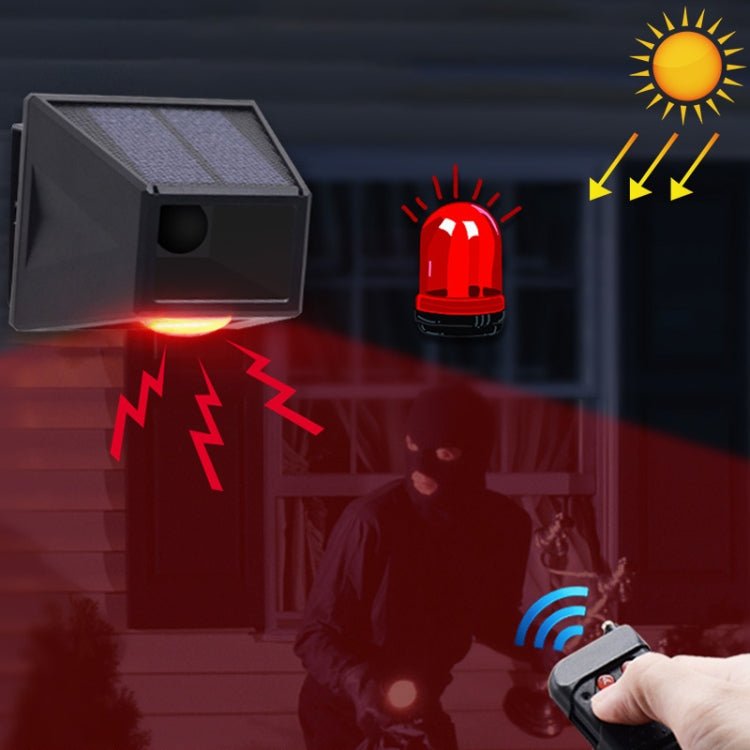 N911F 129dB Wireless Remote Control Solar Human Body Induction Sound Light Alarm - Trustpick
