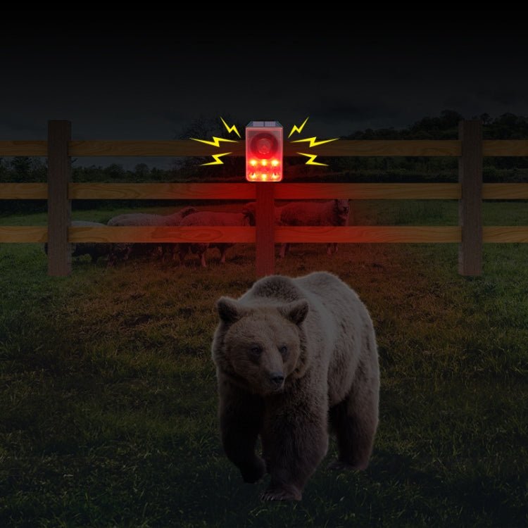 N911N Solar Alarm Infrared Sensor Sound And Light Blast Warning Light Animal Repeller - Trustpick