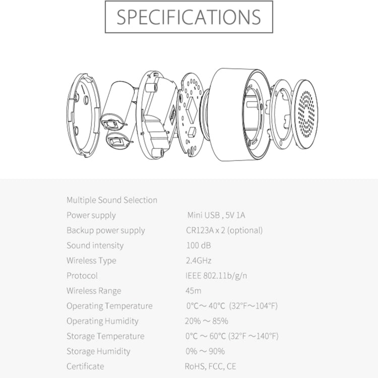 NEO NAS - AB02W WiFi USB Siren Alarm Sensor for Home Alarms Security - Trustpick