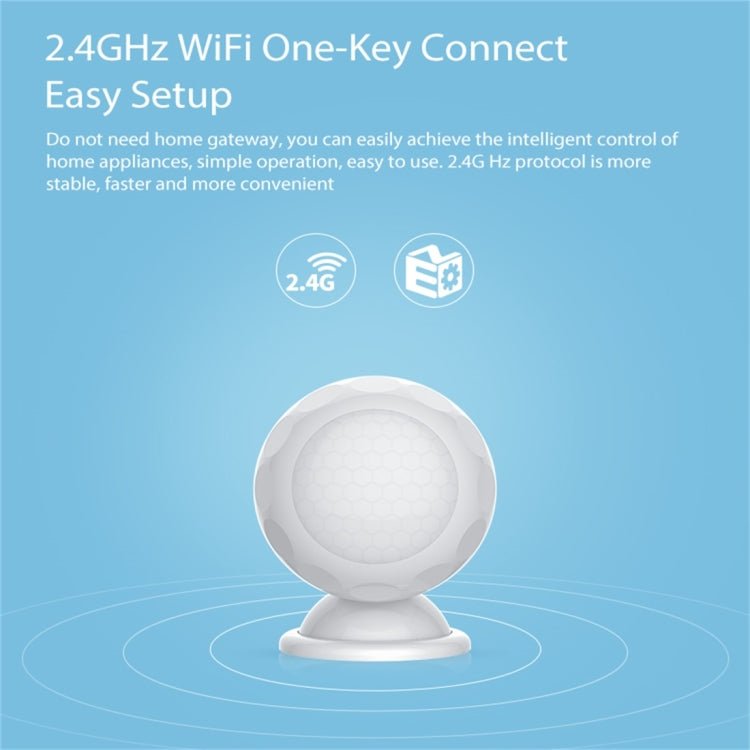 NEO NAS - PD02W Wireless WiFi PIR Detector Motion Sensor, with Magnet Bracket & Support Android / IOS systems & Ultra - bright Red LED - Trustpick