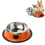 Non - slip Pet Stainless Steel Painted Cat Food Feeder - Trustpick