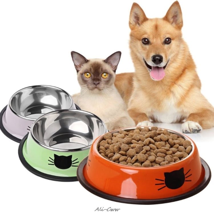 Non - slip Pet Stainless Steel Painted Cat Food Feeder - Trustpick