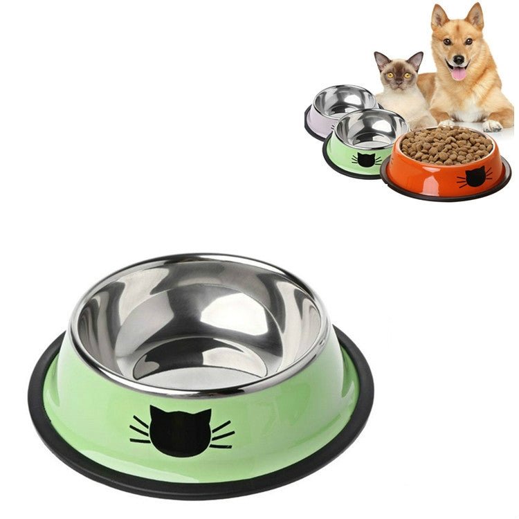 Non - slip Pet Stainless Steel Painted Cat Food Feeder - Trustpick