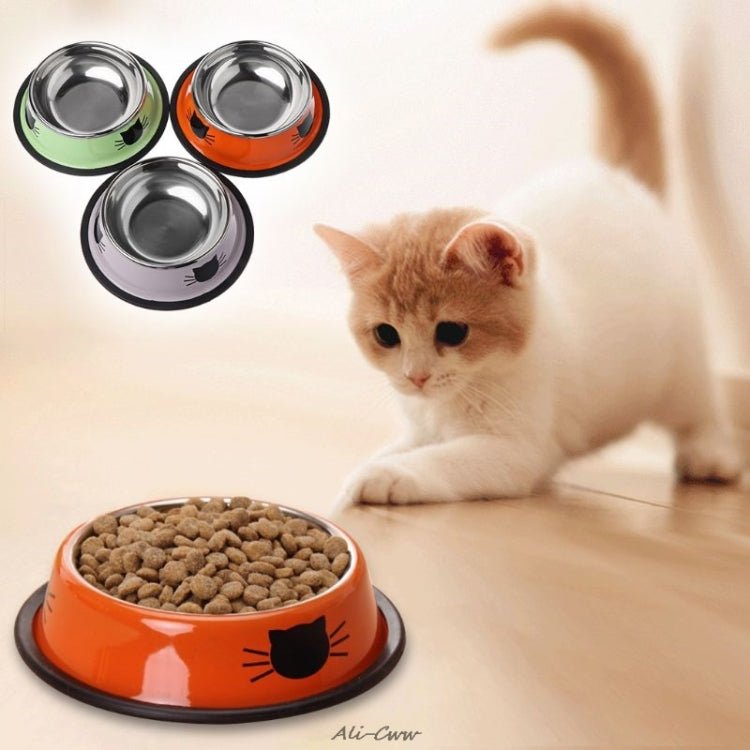 Non - slip Pet Stainless Steel Painted Cat Food Feeder - Trustpick