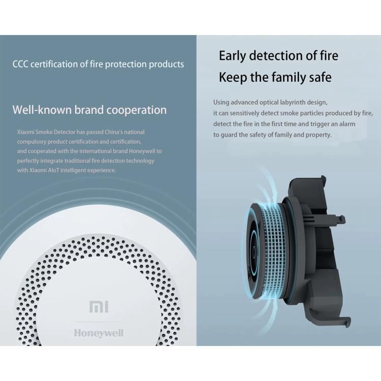 Original Xiaomi Honeywell Smart Fire Alarm Smoke Detector Alarm, Work with Xiaomi Multimode Smart Home Gateway 2 (CA1001) Mihome APP Control - Trustpick