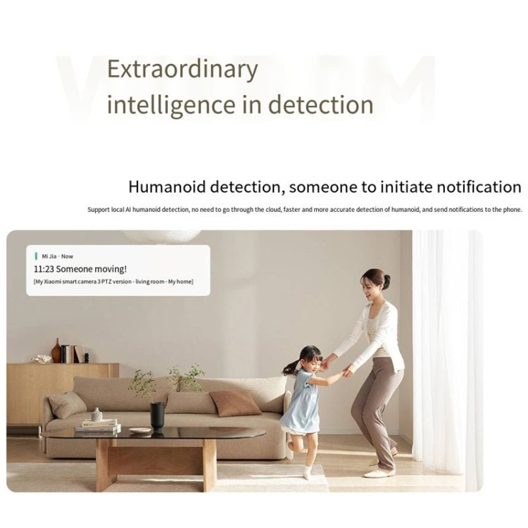 Original Xiaomi Mijia Smart Camera 3 PTZ Version 3K AI Detection Baby Monitor 5MP 360 Degree View Webcam Day & Night Work Infrared Night Vision, With US Plug Adapter - Trustpick