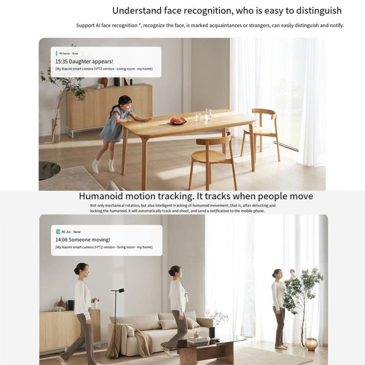 Original Xiaomi Mijia Smart Camera 3 PTZ Version 3K AI Detection Baby Monitor 5MP 360 Degree View Webcam Day & Night Work Infrared Night Vision, With US Plug Adapter - Trustpick