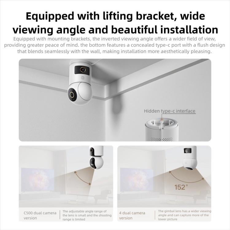 Original Xiaomi Mijia Smart Camera 4 Dual Lens PTZ 360 Degree AI Detection 5MP WiFi 6 Home Security Mi Home APP Camera - Trustpick