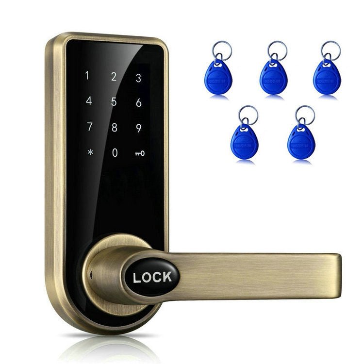 Password + Key + Sensor Card Zinc Alloy Red Bronze Electronic Door Lock Touch Screen Electronic Code Lock - Trustpick