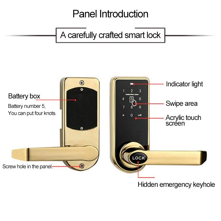 Password + Key + Sensor Card Zinc Alloy Red Bronze Electronic Door Lock Touch Screen Electronic Code Lock - Trustpick