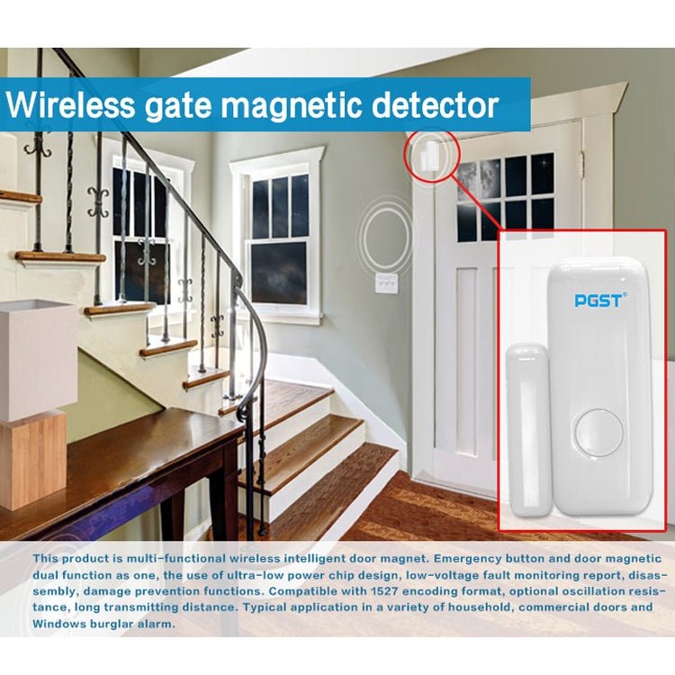 PB - 67R Intelligent Wireless Door Window Sensor with Emergency Button - Trustpick