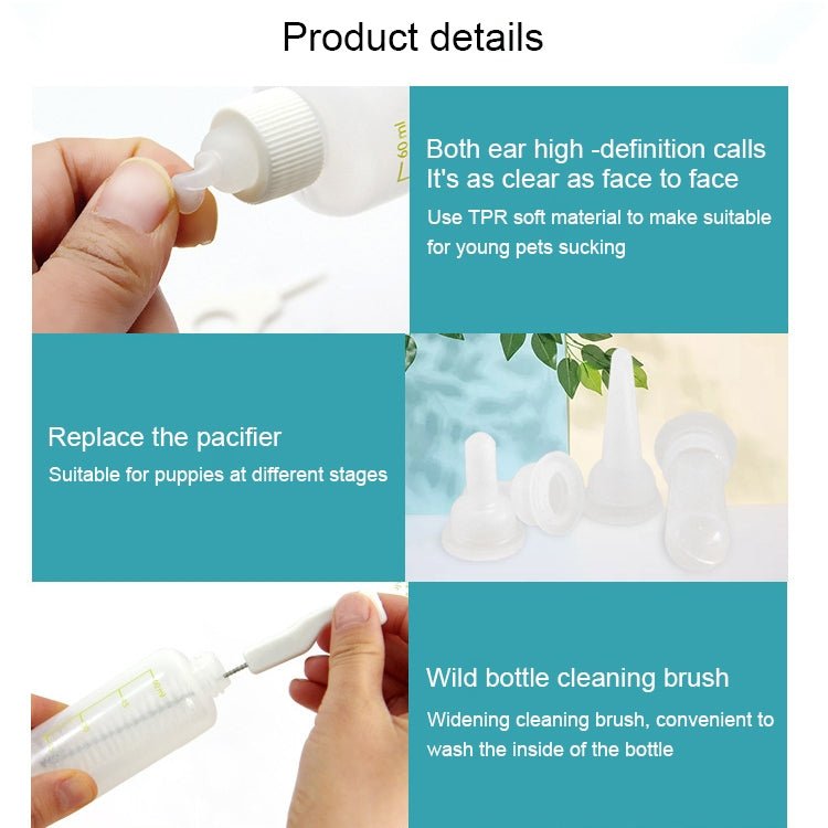 Pet Bottle Set Puppy Kitten Cat Bottle Multiple Pacifiers with Bottle Brush - Trustpick