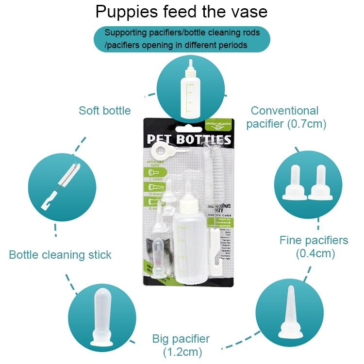 Pet Bottle Set Puppy Kitten Cat Bottle Multiple Pacifiers with Bottle Brush - Trustpick