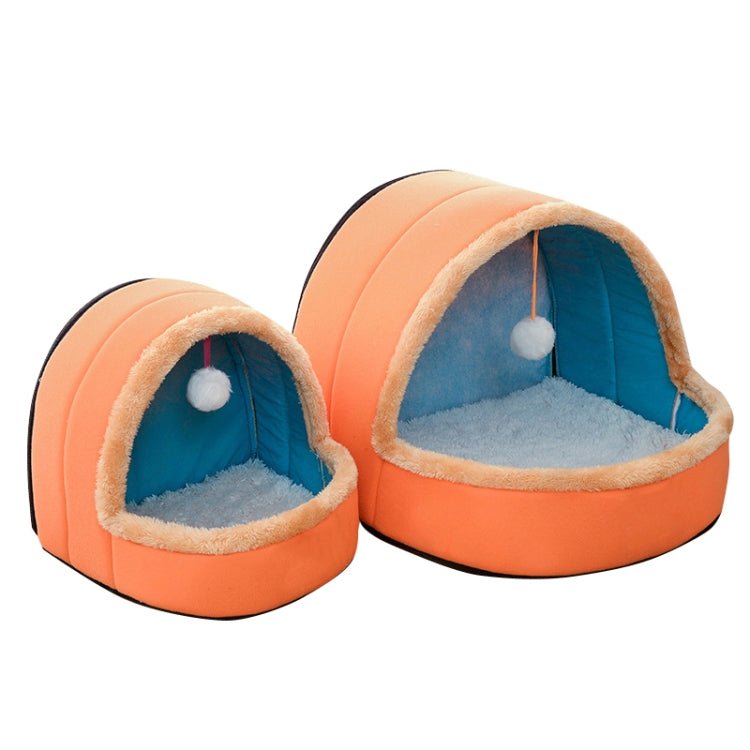 Pet Dog Cat Warm Soft Bed Pet Cushion Dog Kennel Cat Castle Foldable Puppy House with Toy Ball - Trustpick
