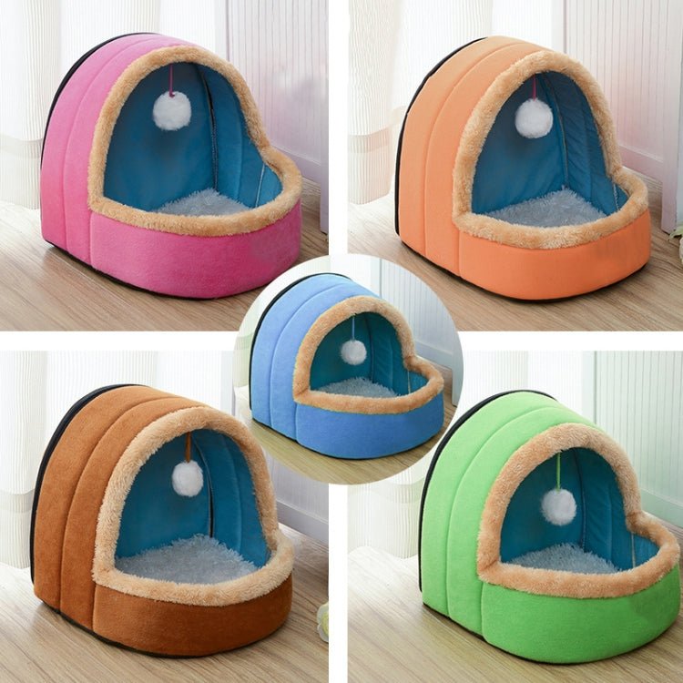 Pet Dog Cat Warm Soft Bed Pet Cushion Dog Kennel Cat Castle Foldable Puppy House with Toy Ball - Trustpick
