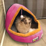Pet Dog Cat Warm Soft Bed Pet Cushion Dog Kennel Cat Castle Foldable Puppy House with Toy Ball - Trustpick