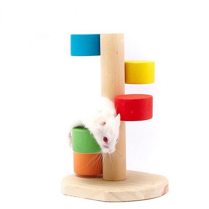 Pet Natural Wood Hamster Colorful Scaling Step Ladder Platform Toy for Small Pets - Trustpick